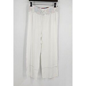 Vera Bradley Womens Sz M White Claudine PLazzo Pull-on Wide Leg Pants Beach